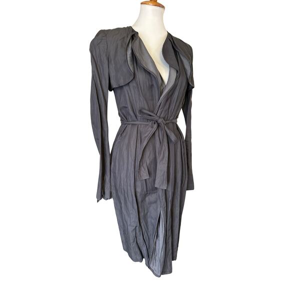 ELAINE KIM  Avant Garde Trench Coat/ Dress, Size Small, Dark Gray - Picture 5 of 7